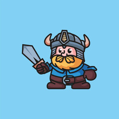 Cute warrior sword  Vector Icon Illustration Animal Nature Flat Cartoon Style