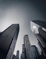 Tall buildings in a city with a sky background