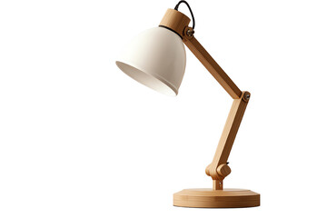 A modern desk lamp with a wooden base and adjustable arm, perfect for home or office lighting.