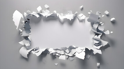 Fototapeta premium Torn paper form a frame with a copyspace. AI generated image, ai. note paper paper