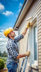 Professional painter painting a house