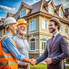 Happy Homeowner Shaking Hands with Builder