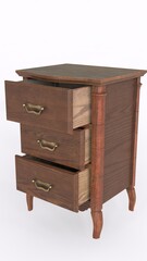 wooden drawer table with white background