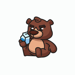 Cute teddy bear  Vector Icon Illustration Animal Nature Flat Cartoon Style