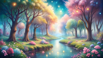 Enchanting Woodland: Pastel Tones and Serene Atmosphere