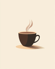 Obraz premium icon minimalist coffee cup steam rising isolated clipart flat art style