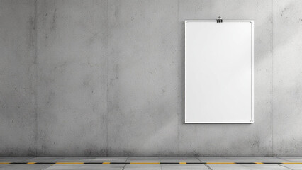 White poster on concrete wall. or blank paper labels on the cement wall. Information promoting ideas for marketing announcements and details