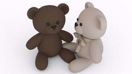 black and white teddy bear with white background