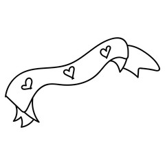 Carnival ribbon frame for lettering celebration. Hand drawn doodle vector illustration, props on event