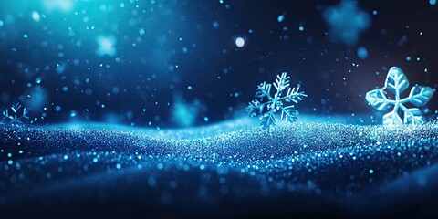 Cold winter Christmas backdrop featuring falling snowflakes and glittering snow cover, perfect for product montages or festive presentations
