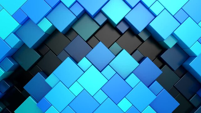 Cubes Form a Wave. Abstract motion, two color, 3d rendering, 4k resolution

