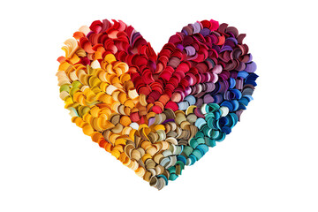 Colorful heart made of layered petal shapes, symbolizing love and creativity.