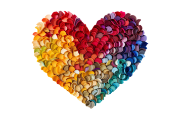 Colorful heart made of layered petal shapes, symbolizing love and creativity.