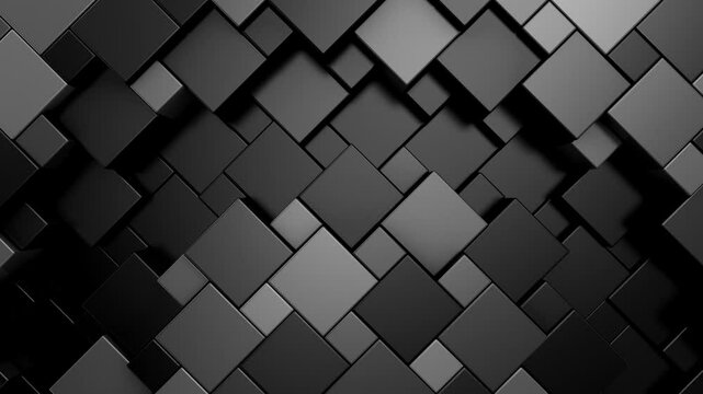 Cubes Form a Wave. Abstract motion, two color, 3d rendering, 4k resolution
