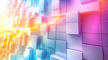 Colorful Abstract Cubes Illuminated by Vibrant Light Creating a Dynamic Visual Experience