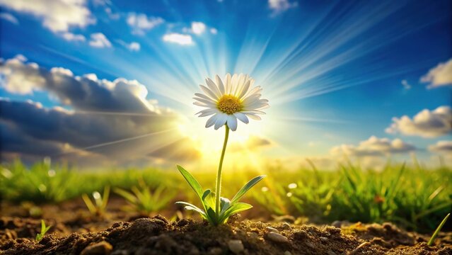 Sprint flower in a field of similar flowers with a sunny sky and gentle breeze, nature, sprint flower, outdoor scene, spring flowers