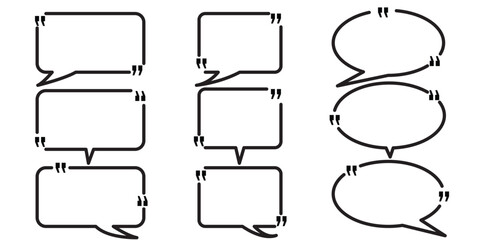 Obraz premium quotes box frame collection, quotes box icon, quotes text in speech bubble, speech bubble boxes with quotation mark illustration