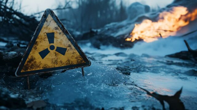 A Hazardous Environment featuring a prominent Radioactive Warning Sign along with Fire hazards and risks present