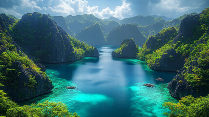 bay, sea, and mountains