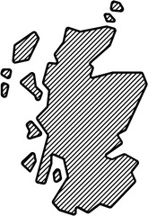 hatch line drawing of scothland map.