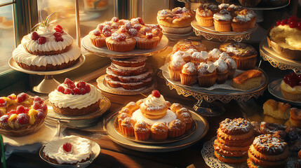 Fototapeta premium Immerse yourself in the warm and inviting world of baked delights