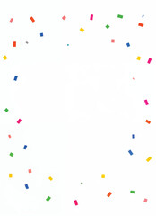 vector of a colorful confetti and streamers falling down on a white background