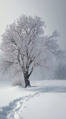 Fototapeta premium Show a peaceful winter scene, capturing the essence of solitude and beauty
