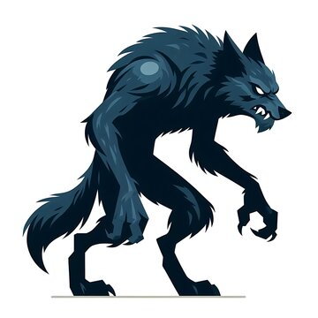 dark blue werewolf standing menacingly