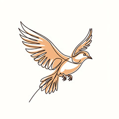 Fototapeta premium line art of a dove isolated in white background simple outlines of a pigeon