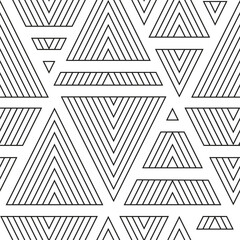 Geometric seamless pattern with triangles. Black and white abstract background with geometric shapes. Repeating texture. Monochrome ornament. Vector illustration. Design for textile, paper, wallpaper.