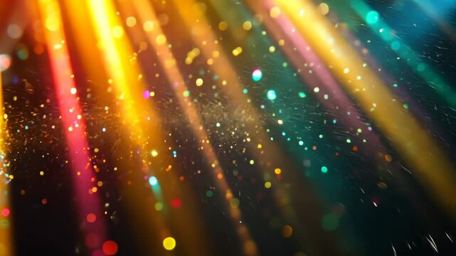 blur colorful rainbow crystal light leaks on black background defocused abstract multicolored retro film lens flare bokeh analog overlay or screen filter effect glow vintage prism colors Video
