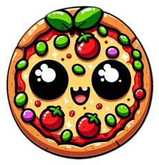 Pizza Slice Melted Cartoon Vector Icon Illustration. Fast Food Concept Isolated Vector.