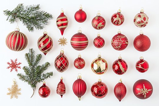 Assortiment luxueux de boules de Noël avec motifs géométriques dorés
