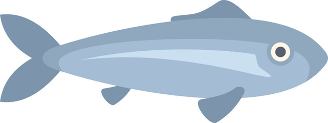 Simple cartoon icon of a herring fish swimming underwater