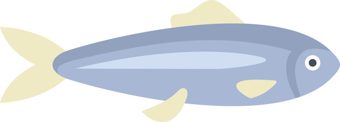 Small blue fish with yellow fins is swimming peacefully