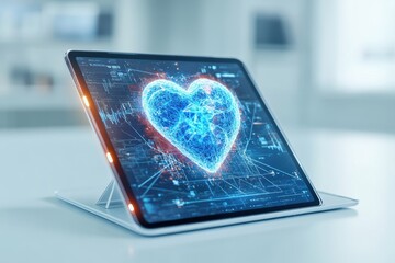 Bright Minimalistic Tablet with Heart Visualization
