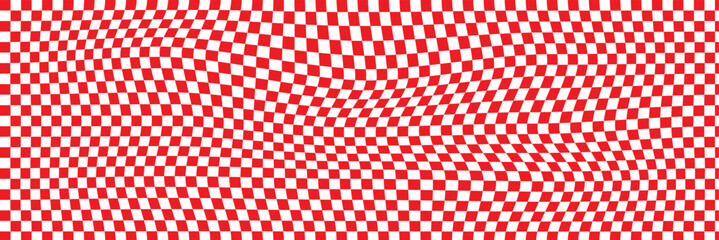 Obraz premium Red and white chess pattern. Checkerboard seamless vector illustration. Abstract checkered checkerboard for game. Grid geometric rectangle shape. Race flag. Retro mosaic floor.