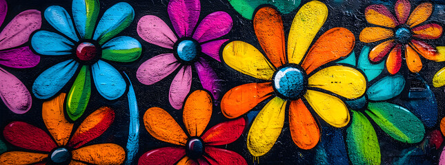 Colorful flower graffiti art.