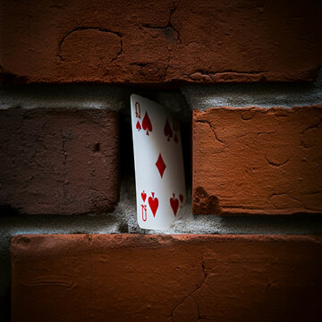 coart carte in brick wall background 10 of hearts