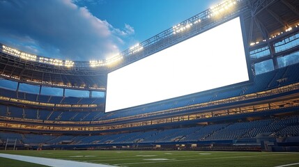 Massive Blank Stadium Billboard under Stadium Lights, Perfect for Advertisement and Mockup Designs