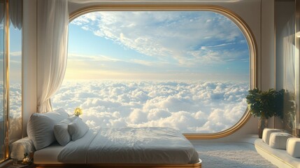 Fototapeta premium Luxury Cabin with Panoramic Sky View