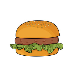 Delicious hamburger with meat vector illustration
