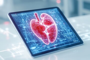 Bright Minimalistic Tablet Screen with Heart Graphic