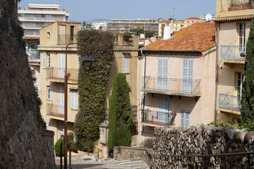 View of the streets of The Suquet, the old town of Cannes. France.