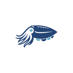 Elegant Cuttlefish Vector Logo Silhouette
