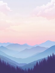 Obraz premium Majestic mountain landscape at dawn with soft pastel colors