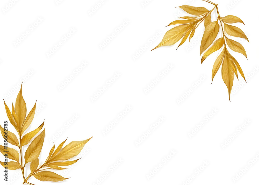 Poster tropical leaves in gold on a white background create a striking visual contrast effectively.