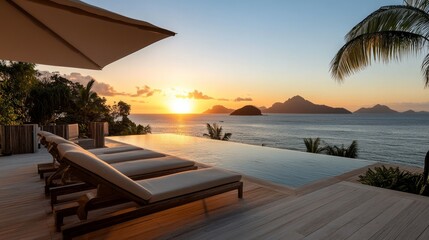 Fototapeta premium a luxurious lounge at the seaside in south america at sunset