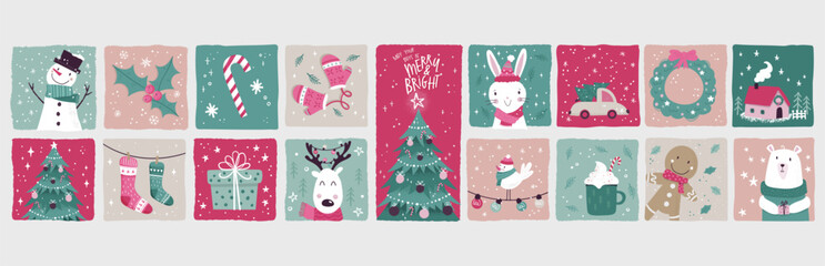 Lovely christmas seamless pattern, cute characters and decoration, great for wrapping paper, textiles, banners, wallpapers - vector design