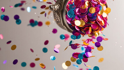 Close-Up of Bright Confetti Spilling from Bowl